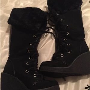 ALDO Knee Hi Wedge Boots with Faux Fur
